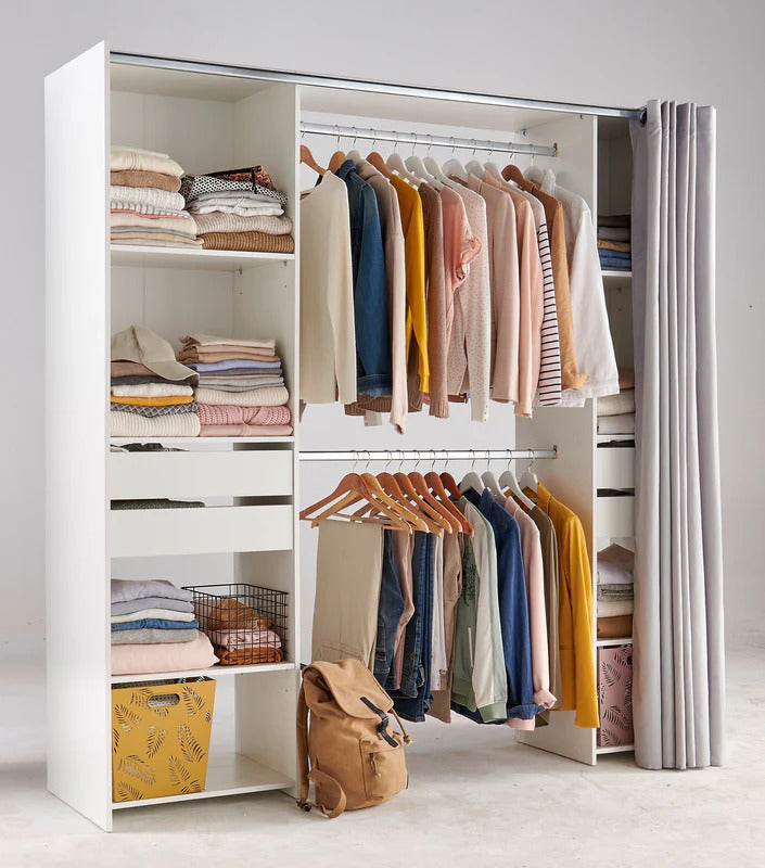 Kit dressing décor blanc l. 200 x H. 200,4 x P. 48,25 cm