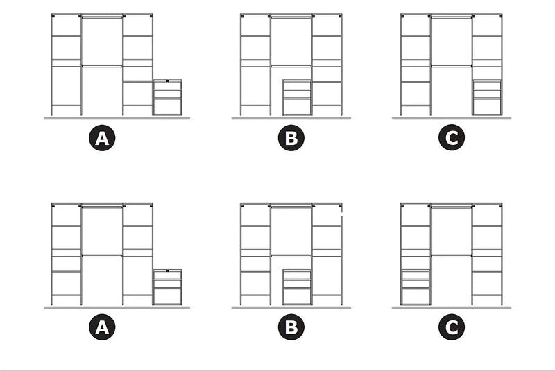 Kit dressing 2 colonnes avec bloc tiroirs Mobil blanc