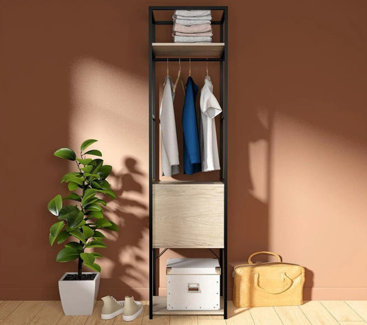 Portant Vêtements Fermé Bois Et Métal Noir L50 X H200 Cm June