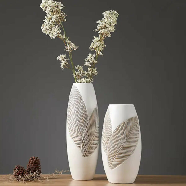 Grand Vase Blanc Décoratif 45cm