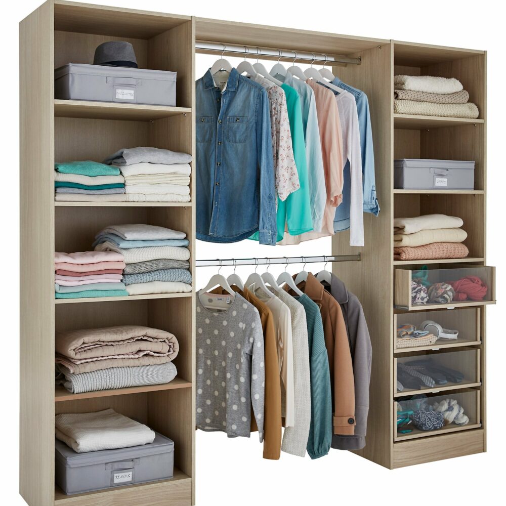 Kit dressing Qazar effet chêne L. 220 x H. 200 x P. 48 cm