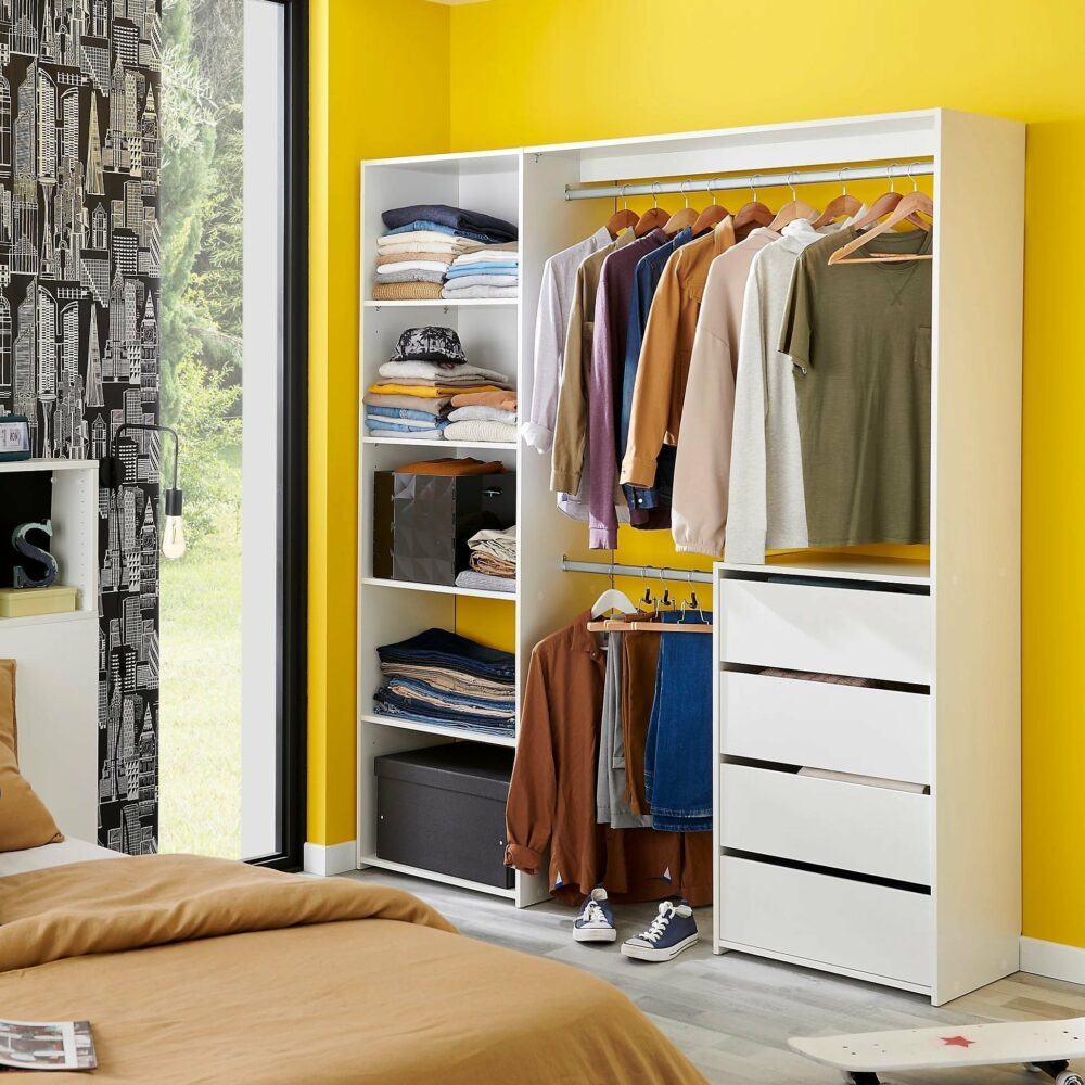 telechargement_16 Kit dressing ouvert blanc Karisma 1 colonne L. 181,5 x H. 200,4 x P. 39,95 cm