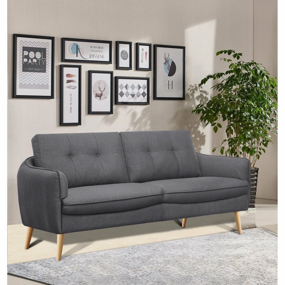 Canapé 3 places fixe KEIRA Gris foncé